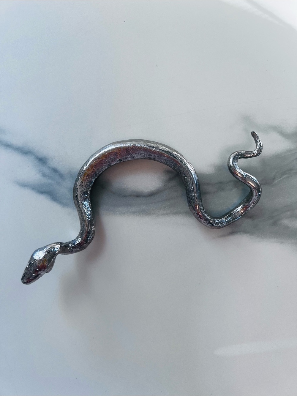 Sinuous Silver Snake Ornament Paper Weight 7" x 2.5"